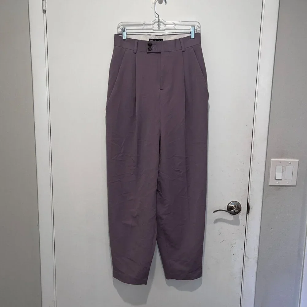 Asos Design Purple High-Waisted Pleated Lightweight Women's Trousers Pant Size 3